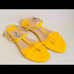 Jimmy Choo Fiona Yellow patent Flat Sandals